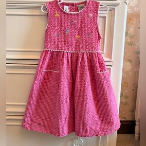 Girl’s Vintage Pink Seersucker Dress